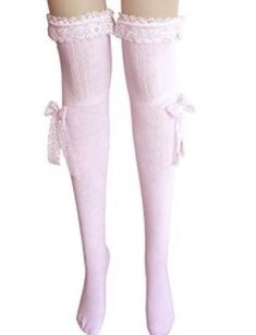 Socks With Ribbon, Socks With Lace, Doll Angel, Over Knee Socks, Pink Frosting, Dress Up Dolls, Pink Bunny