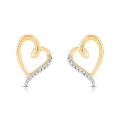 Brand: Jewelili Features: 10K Yellow Gold With Diamond Accents Heart Stud Earrings Item is shipped in a beautiful gift box Return on any order within 30 days Details: 10K Gold With Diamond Accent Heart Stud Earrings Online Gold Jewellery, Heart Stud Earrings, Heart Shaped Diamond, White Gold Jewelry, Yellow Gold Earring, Heart Studs, Dainty Earrings, Heart Earrings Studs, Rose Gold Earrings