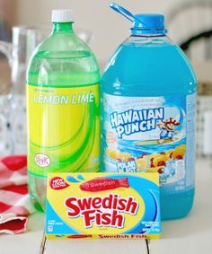 the ingredients to make this dish include lemon lime, hawaiian punch and swedish fish