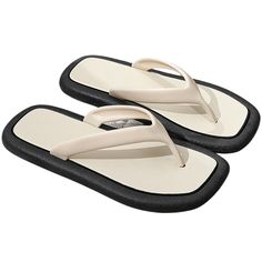 The Square Toe Flip Flops are the modern flip flop of the year. These chic shoes are perfect for the summer months to bring to the beach, pool, or to walk around town in. They are flexible and comfortable, an amazing pair to go with your outfits. FEATURES: Style Open Toe Season Spring/Summer Sole Flat Vamp material EVA COMFORTABLE MATERIAL: The Square Toe Flip Flops are made of high-density material. These are light, soft, breathable, and waterproof, and their excellent flexibility and durabilit Lightweight Eva Flip Flops For The Beach, White Eva Flip Flops For Vacation, White Casual Flip Flops For Pool, White Flip Flops For Pool In Spring, Summer Non-slip Eva Slippers, Casual Lightweight Eva Flip Flops, Non-slip Flip Flops For Swimming, Flat Rubber Sole Jelly Sandals For Summer, Flat Rubber Sole Jelly Sandals For Beach