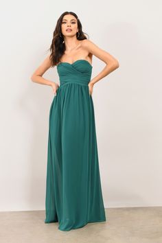 Go Glam Emerald Strapless Maxi Dress - $69 | Tobi US Greek Goddess Dress, Plunge Maxi Dress, Mint Green Dress, Strapless Prom Dress, Green Gown, Goddess Dress, Princess Ball Gowns, Strapless Maxi, Strapless Maxi Dress