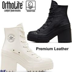 Great Shopping CONVERSE Women's Chuck 70 De Luxe Heel Premium Leather Ortholite Insole, Womens Shoes Converse Boot, Chuck 70 De Luxe Heel, Converse Heels, Converse Boots, Converse Chuck Taylor 70, Chuck Taylor 70, Converse Women, Platform Shoes Heels, Boots Heel