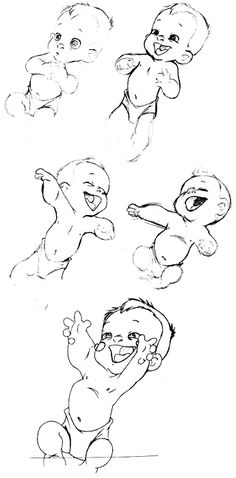 some drawings of babies in different poses