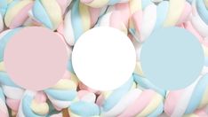 pastel colored candies with white circle in center