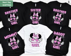 Disney Birthday Shirts For Family Matching, Minnie Mouse Birthday Family Shirts, Disneyworld Birthday Shirt, Cute Minnie Mouse Tops For Birthday, Cute Minnie Mouse Top For Birthday, Minnie Mouse Birthday Shirts, Trip Outfit, 2nd Birthday Shirt, Disney 2024