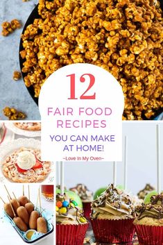 some food that is on top of a plate and the words, 12 fair food recipes you can make at home