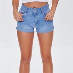 Never Worn. Light Wash Denim. High Waisted Forever 21 Medium Wash High-waisted Shorts, Fitted Denim Bottoms From Forever 21, High Rise Jean Shorts By Forever 21, Forever 21 Fitted Denim Bottoms, High Waist Medium Wash Bottoms From Forever 21, Forever 21 High Waist Jean Shorts, Forever 21 High-waist Jean Shorts With Built-in Shorts, Forever 21 Fitted High Rise Bottoms, Forever 21 High Rise Fitted Bottoms