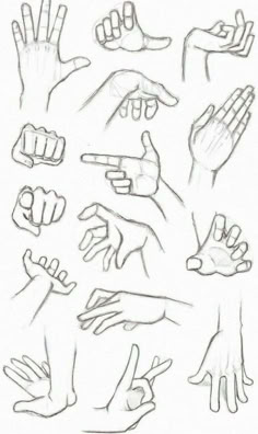 hand gestures drawn in pencil on white paper