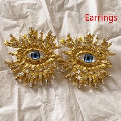 Materials: alloy, rhinestones Electroplated Surrealist Eye, Style Baroque, Baroque Style, Gold Brooches, Baroque Fashion, Accessories Rings, Free Clothes, Accessories Earrings, Blue Eyes