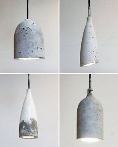 four different angles of a concrete light fixture