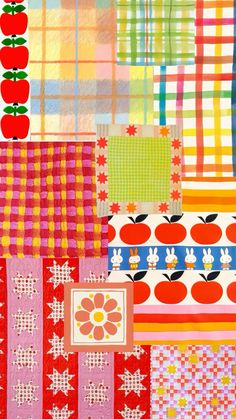 an assortment of colorful fabrics and patterns