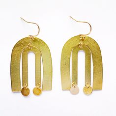 Fun brass statement earrings. Everyday Brass Plug Earrings, Everyday Gold Brass Plug Earrings, Gold Nickel-free Hoop Earrings, Chic Gold Brass Earrings, Unique Brass Chandelier Earrings With Ear Wire, Chic Brass Nickel-free Hoop Earrings, Unique Brass Earrings For Everyday Wear, Unique Everyday Brass Earrings, Everyday Bronze Brass Earrings