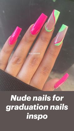 Nails For Graduation, Design Gel Nails, Nails Graduation, Nail Spring, Nail String, Nail String Art, Graduation Nails, Nails Inspo, Nude Nails