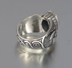 This beautiful piece of wearable art was designed and crafted by the artist and jewelry designer Sergey Zhiboedov (my husband). It will be made in sterling silver in the size specified by the customer.GUARDIAN ANGELS ring was inspired by Medieval architecture and sculpture and feature two angels - one on each side of the shank. It is adorned with a natural faceted London Blue Topaz (oval 14x10 mm, eye clean). There is the artist mark and 925 for sterling silver stamped inside of the shank.The ri Mens Silver Ring, Two Angels, Angel Ring, Medieval Architecture, Guardian Angels, Wax Casting, Mens Silver Rings, Large Ring, Jewelry Designer