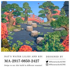 an advertisement for nat's water lilies and koi designed by ma - 917 - 080 - 1227