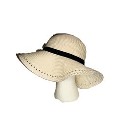 Vintage White Woven Straw Hat Wide Brim Floppy w Black Hatband 4" Wide Flexible Brim One Size Inside Band =22 1/2" Great Sun Hat Good Vintage Condition*  Only $8 *No Rips or Tears, very light wear -see Photos Hat Band, Wide Brimmed, Sun Hat, Hats Vintage, Straw Hat, Sun Hats, White Vintage, Caps Hats, Accessories Hats