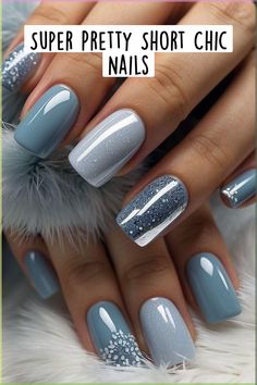 Super Pretty Short Chic Nails more in telegram Nail Design Gel Short, Gel Nails 2024 Trends Fall, Holiday Nails Winter Christmas Square, Holiday Nails Blue And Silver, Christmas Gel Nail Ideas For Short Nails, Winter Gel Nails Ideas Short, Blue Manicure Ideas For Short Nails, Short One Color Nails, Gel Nails Short Design