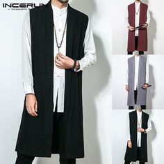 100% Cotton Men's New Fashion Long Coat Loose Vintage Chinese Kung Fu Sleeveless Jackets Cardigan Tops L-5XL | Wish Sleeveless Jacket For Men, Men Waistcoat, Men's Waistcoat, Waistcoat Men, Designer Suits For Men, Kids Summer Fashion, Long Trench, Long Vests, Men's Vest