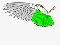 an illustration of a green and white fan with two wings on it's back