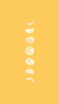 four phases of the moon on a yellow background