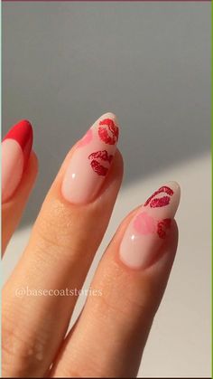 Quick Nail Art, Gel French Manicure, Valentine Nail Art, Her Nails, Pink Nail, Simple Nail Designs