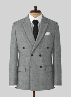 Establish a timeless monolith to your wardrobe by including our Highlander Light Gray Tweed Double Breasted Suit. Besides, it is made from a pure wool material, which reveals a thick, plush and slightly rough texture with an enriched warmth to pursue the business in the cold with ample heat. Further, it proves the sartorial proficiency by making an elegant, well-proportioned look while staying safe in their wardrobe choices no matter the season, offering that extra warmth once the winter closes Gray Tweed Suit, Grey Tweed Suit, Harris Tweed Jacket, Herringbone Coat, Herringbone Jacket, Tweed Suit, Suit Pattern, Rough Texture, Bespoke Suit