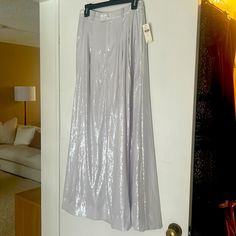 Beautiful Maxi Sequined Skirt. Size 8. Color On Tag States ‘Silver’ But It’s More White. L40, W15. Sequined Skirt, Sequin Skirt, Anthropologie, Womens Skirt, Skirt, Silver, Women Shopping, White, Color