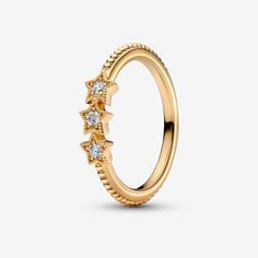 Celestial Stars Ring | Gold plated | Pandora US Pandora Celestial, Stars Ring, Celestial Stars, Pandora Rings, Jewelry Lookbook, Wedding Band Sets, Star Ring, Bracelet Charm, Girly Jewelry