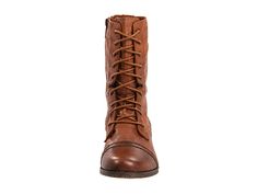 Steve Madden Troopa Rugged High Ankle Lace-up Boots For Fall, Rugged High Ankle Combat Boots For Fall, Rugged Cap Toe Lace-up Boots For Fall, Brown Cap Toe Lace-up Winter Boots, Faux Leather Lace-up Boots With Zipper Closure, Faux Leather Lace-up Boots With Zipper, Rugged Combat Boots With Leather Footbed For Fall, Rugged Fall Combat Boots With Leather Footbed, Fall Rugged Combat Boots With Leather Footbed