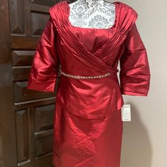 La Belle Fashions 2 Piece Red Dress & Jacket Beads Mother Of Bride Marked 10 Runs New /Tag. Condition Is "New With Tags". Shipped With Usps Priority Mail. Bust 17” Waist 15” Length 34” Elegant Red Outerwear For Party, Elegant Red Evening Outerwear, Red Fitted Outerwear For Evening, Red Dress Jacket, Belle Wedding Dresses, Belle Dresses, Gown With Jacket, Wedding Colors Red, Belle Dress