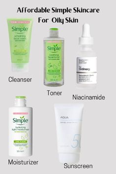 Skincare products for oily skin. Acne Prone Skin Care Routine, Acne Prone Skin Care, Skincare For Oily Skin, Face Skin Care Routine, Oily Skin Care Routine, Clear Healthy Skin, Cheap Skin Care Products