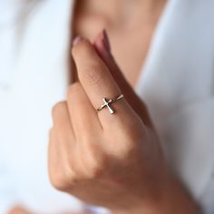 Cross 14K Real Gold Stack Ring Religious Minimalist Christian Jesus Christ Lord Prayer Gift For Women ModernDesign LoveChain MonsiniJewelry 14k Solid Gold Ring chain width: 8mm (0.31 in) Ring chain length:1.5cm (0.59in) Gold Color Option Yellow Gold ,White Gold ,Rose Gold 【 MEANINGFUL 】A crucifix symbolises the epitome of love and self sacrifice. It is symbolizing the Christian tradition, cross ring are an exclamation of faith. Wear it daily as a reminder of your faith. The perfect size of the r Minimalist Sterling Silver Jewelry For Promise, Minimalist White Open Band Jewelry, Minimalist Cross Jewelry For Anniversary, White Gold Open Ring With Simple Design, Simple White Gold Open Ring, Gift Jewelry In White Gold With Open Band, Delicate Cross Jewelry For Wedding, Delicate Open Band Jewelry With Simple Design, White Gold Open Band Jewelry As Gift