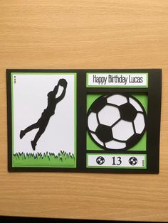 a birthday card with a soccer ball and the words happy birthday lucas