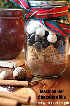 mexican hot chocolate mix in a mason jar