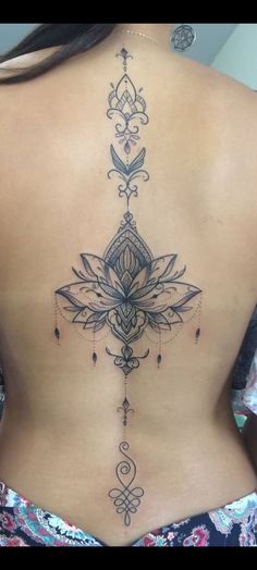 the back of a woman's lower back tattoo