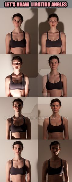 a series of photos showing the different angles of a woman's face and bra