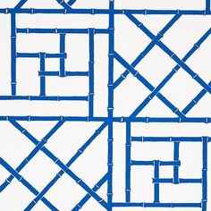 a blue and white wallpaper with bamboo stalks on it's sides, in the shape of squares