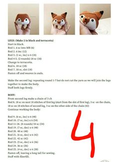 the instructions for how to knit a stuffed animal