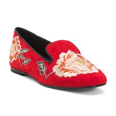 Natori Red Suede Edda Embroidered Smoking Loafer Size 9.5 New Without Original Box Manufacture Sticker On Bottom Sole Hence Nwt Flat Smoking Loafer With Artisanal Embroidery. Embroidered Leather Lining Leather Outsole Fabric: 100% Leather Recommended Care: Spot Clean With Dry Cloth Imported Customer Service Policy: We Are Not An Expert On Everything We Sell, So Some Of Our Knowledge May Be Limited. As For Shoes And Clothing On Manufactures Overall Fit Prior To Sending, Photos Are Taken Of Item W Embroidered Flats, Loafer Shoes Women, Embroidered Leather, Red Suede, Slide On, Shoe Store, Womens Flats, Flat Shoes Women, Loafer Flats