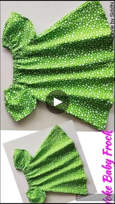 a green bow tie with white polka dots on the front and bottom, next to a video about how to make it