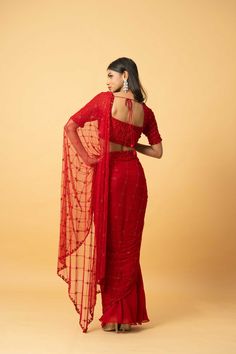 Red soft net & georgette saree with hand embroidery. Hand embroidery consists of red coloured cutdana, tiki, thread work etc Red Georgette Pre-draped Saree With Pallu, Red Semi-stitched Pre-draped Saree With Resham Embroidery, Red Georgette Sharara With Cutdana, Red Pre-draped Saree With Dupatta For Reception, Red Pre-draped Saree With Unstitched Blouse For Reception, Red Georgette Choli With Cutdana, Red Georgette Lehenga With Cutdana, Designer Red Pre-draped Saree With Resham Embroidery, Red Georgette Pre-draped Saree