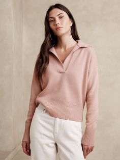 Luna Cashmere Sweater Polo | Banana Republic