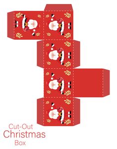 the cut out christmas box is shown with santa's hat and snowmen on it