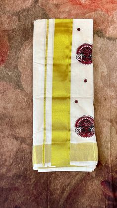 Cotton Set Mundu with theyyam embroidery Kids Wear Boys, Cotton Set, Traditional Sarees, Signature Collection, Kids Wear, White Cotton, Blouse Designs, Party Wear, Designing Women