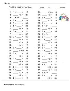 the missing number worksheet for addition and subtractional practice is shown