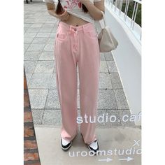 Product information: Thickness: ordinary Fabric name: cotton denim fabric Color: Pink Main fabric composition: Cotton Pants length: trousers Waist type: high waist Size: S,M,L,XL,2XL Style: straight-leg pants Size: Unit:cm Note: 1. Asian sizes are 1 to 2 sizes smaller than European and American people. Choose the larger size if your size between two sizes. Please allow 2-3cm differences due to manual measurement. 2. Please check the size chart carefully before you buy the item, if you don't know Spring Cotton Jeans, Spring Full-length Cotton Jeans, Pink Relaxed Fit Denim Pants, Casual Pink Denim Jeans, Casual Mid-rise Pink Pants, Pink Cotton Jeans, Pink Full-length Cotton Jeans, Baggy High Waist Solid Jeans, High Waist Relaxed Fit Jeans