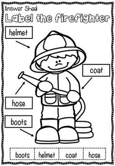 a firefighter worksheet with words and pictures to help students learn the skills