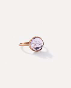 Medium Classic Ring 18K Gold – Irene Neuwirth Elegant Pink Gold Ring With Bezel Setting, Elegant Pink Gold Rings With Bezel Setting, Elegant Round Ring With Fluted Bezel, Elegant Rings With Fluted Bezel, Rose Gold Faceted Fine Jewelry Rings, Elegant Faceted Rose Gold Rings, Pastel Mint, Beauty Natural, Irene Neuwirth