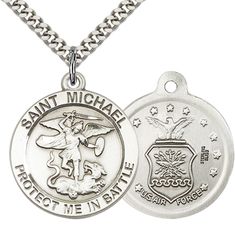 Sterling Silver St. Michael the Archangel Pendant Saint Michaels Mens Pennant, St Michael The Archangel, Michael The Archangel, Saints Medals, Patron Saints, St Michael, Curb Chain, Dates, Made In The Usa