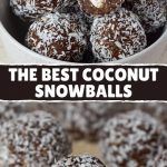 the best coconut snowballs are made with chocolate and sprinkled with powdered sugar